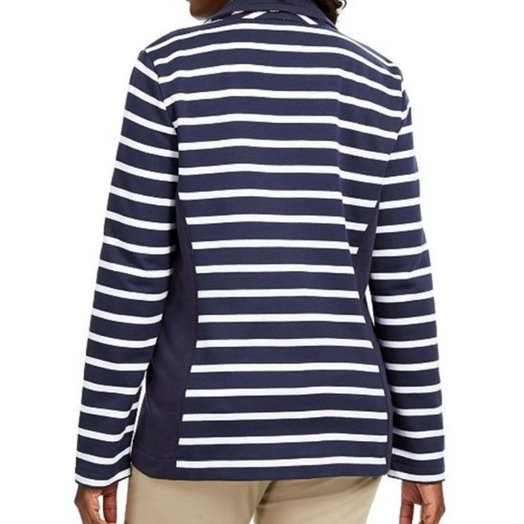 NWOT Woman’s Karen Scott Sport Navy White Striped Zip Jacket Plus Size 1X - Picture 2 of 8
